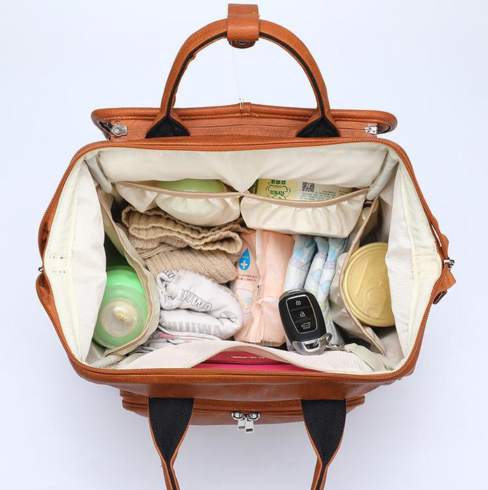 Faux Leather Diaper Bag Backpack