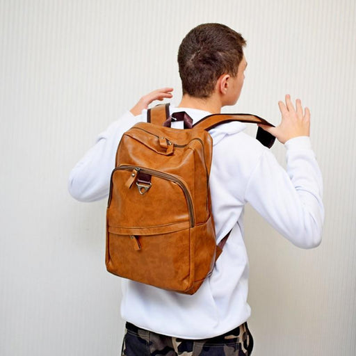 Vegen Leather Travel Laptop Backpack