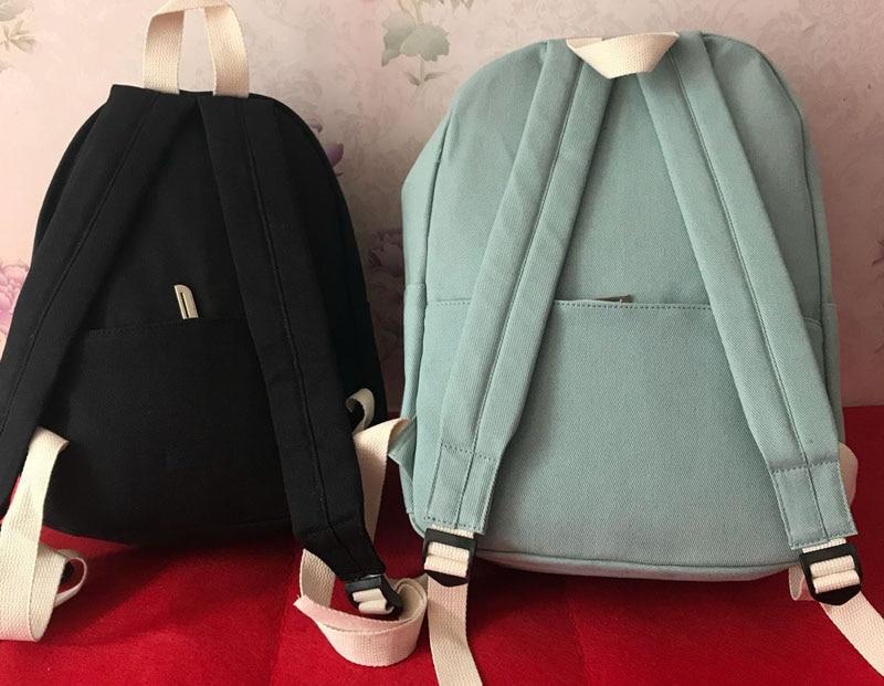 Korean Simple Canvas School Backpack