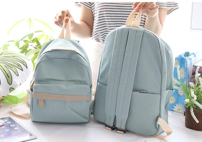 Korean Simple Canvas School Backpack