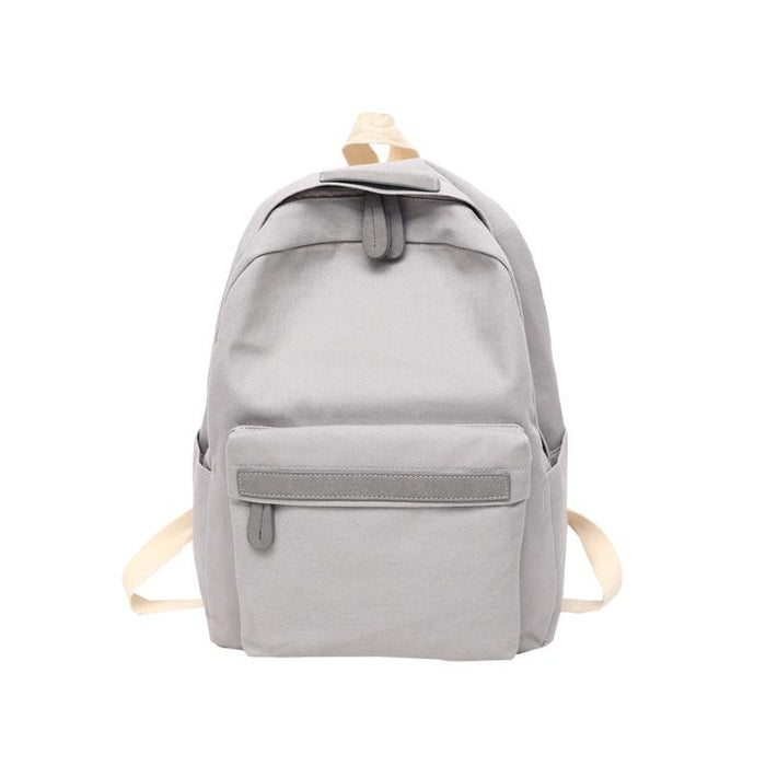 Korean Simple Canvas School Backpack