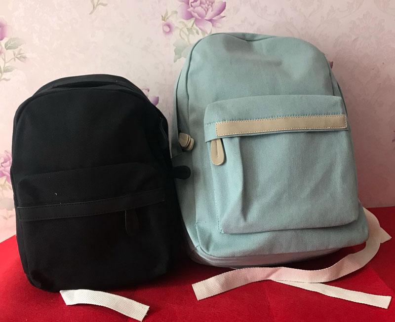 Korean Simple Canvas School Backpack
