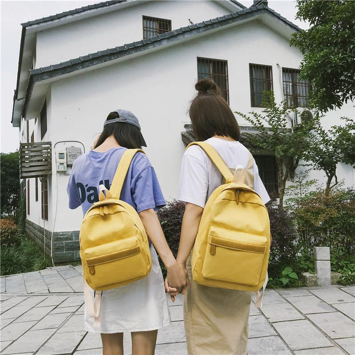 Korean Simple Canvas School Backpack