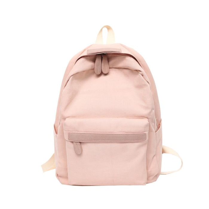 Korean Simple Canvas School Backpack