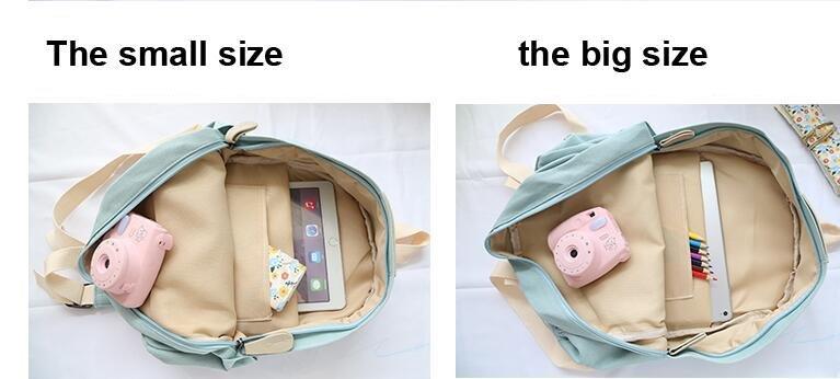 Korean Simple Canvas School Backpack