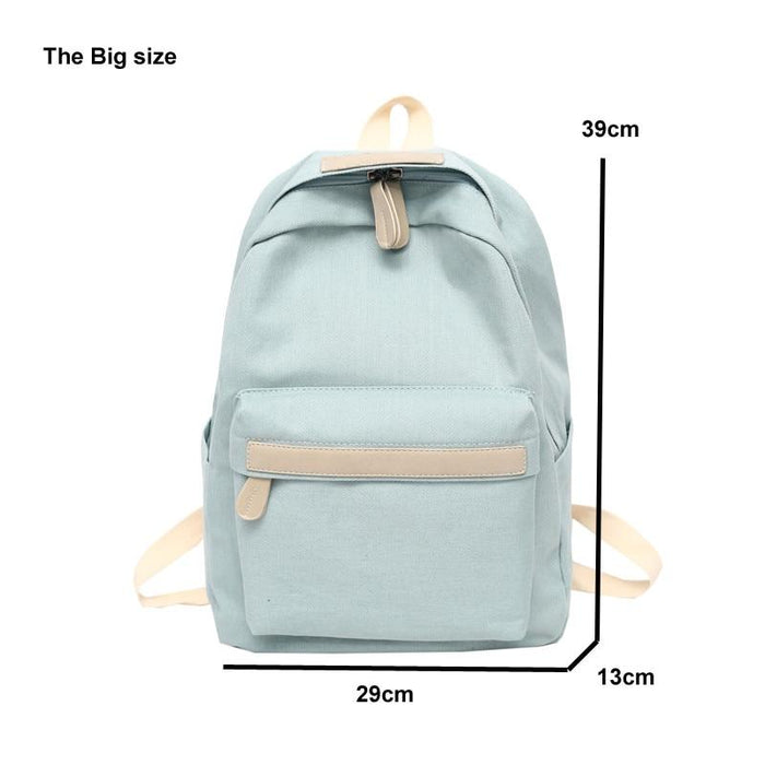 Korean Simple Canvas School Backpack