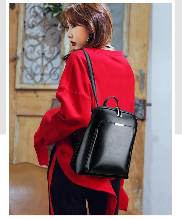 Sleek Faux Leather Backpack