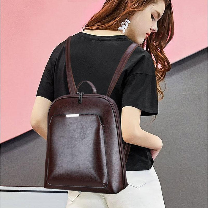 Sleek Faux Leather Backpack