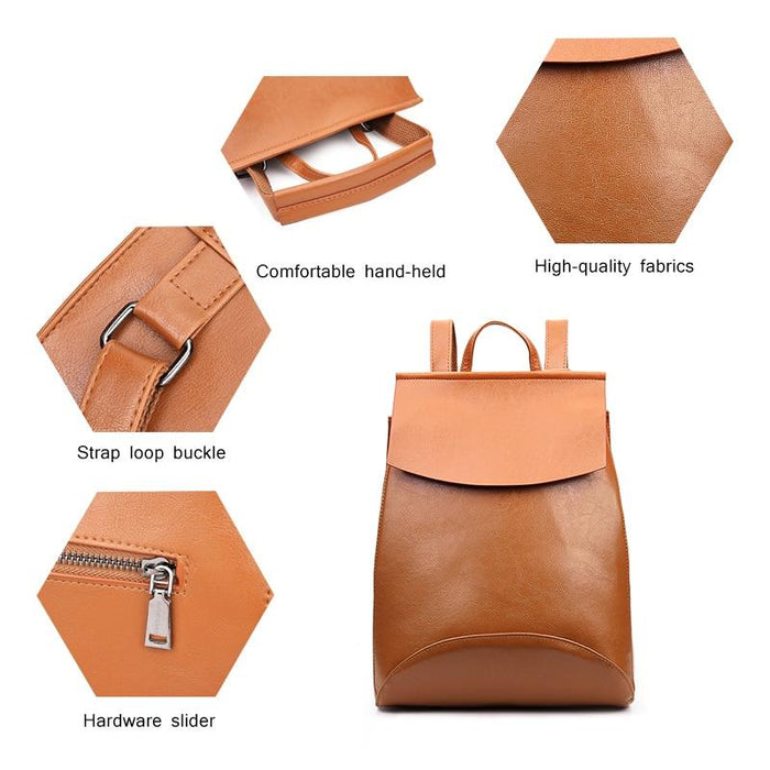 Slim Faux Leather Backpack