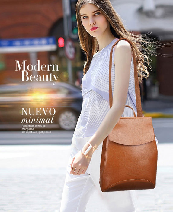 Slim Faux Leather Backpack