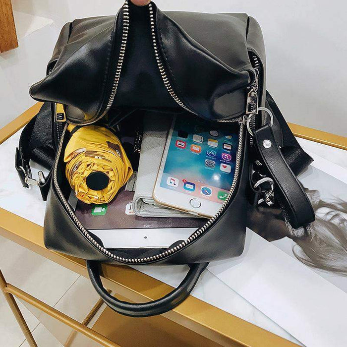 Small Faux Leather Travel Backpack Purse