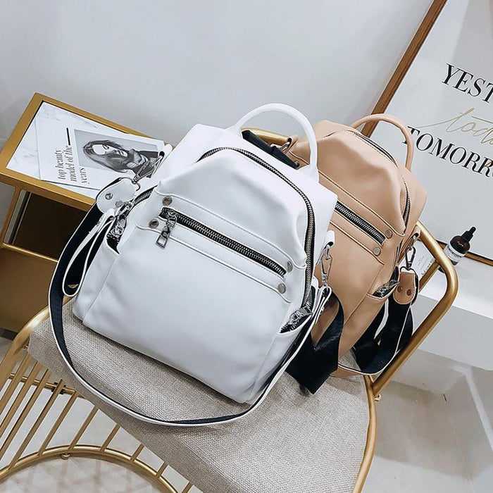 Small Faux Leather Travel Backpack Purse