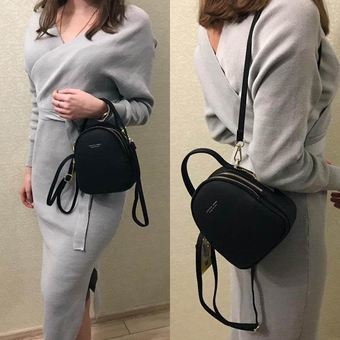 Soft Faux Leather Mini Backpack Purse