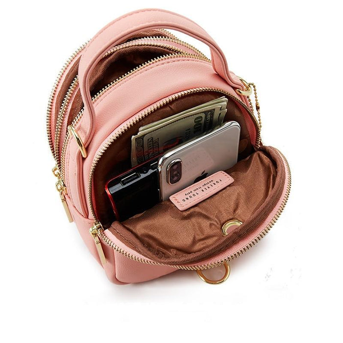 Soft Faux Leather Mini Backpack Purse