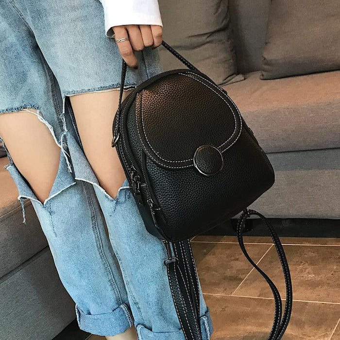 Faux Leather Mini Backpack Purse