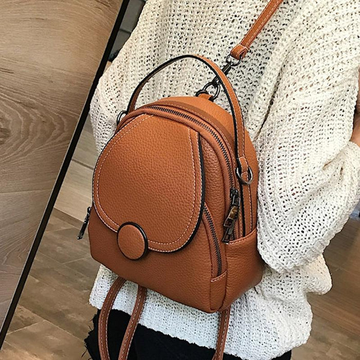 Faux Leather Mini Backpack Purse