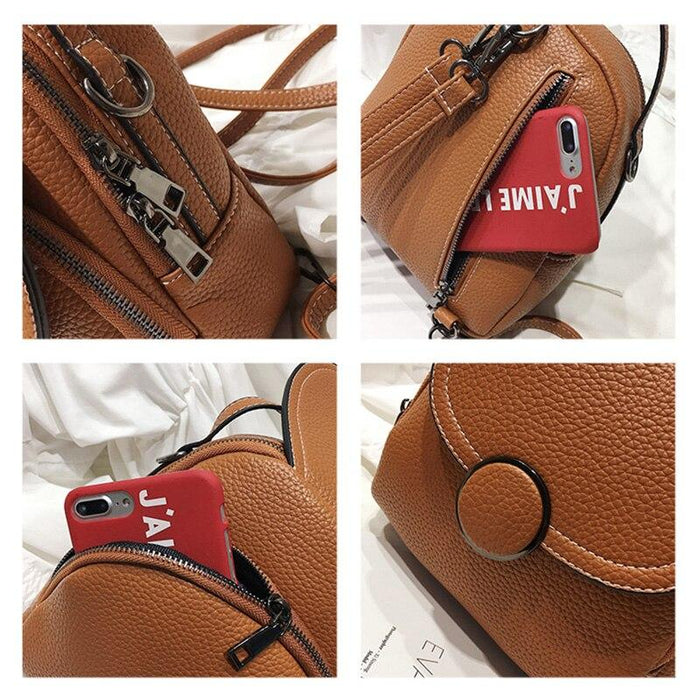 Faux Leather Mini Backpack Purse