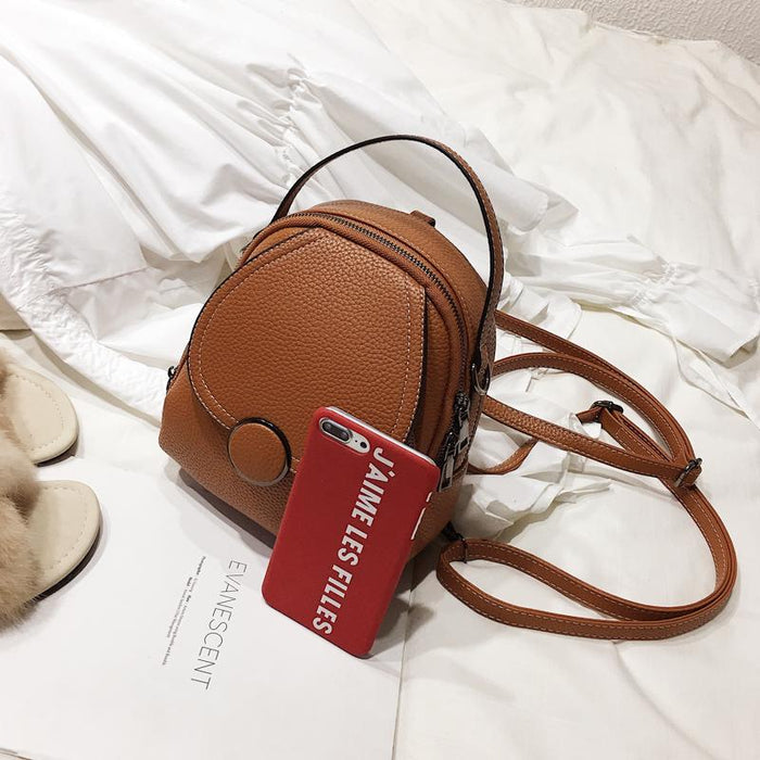 Faux Leather Mini Backpack Purse