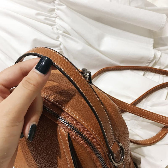 Faux Leather Mini Backpack Purse