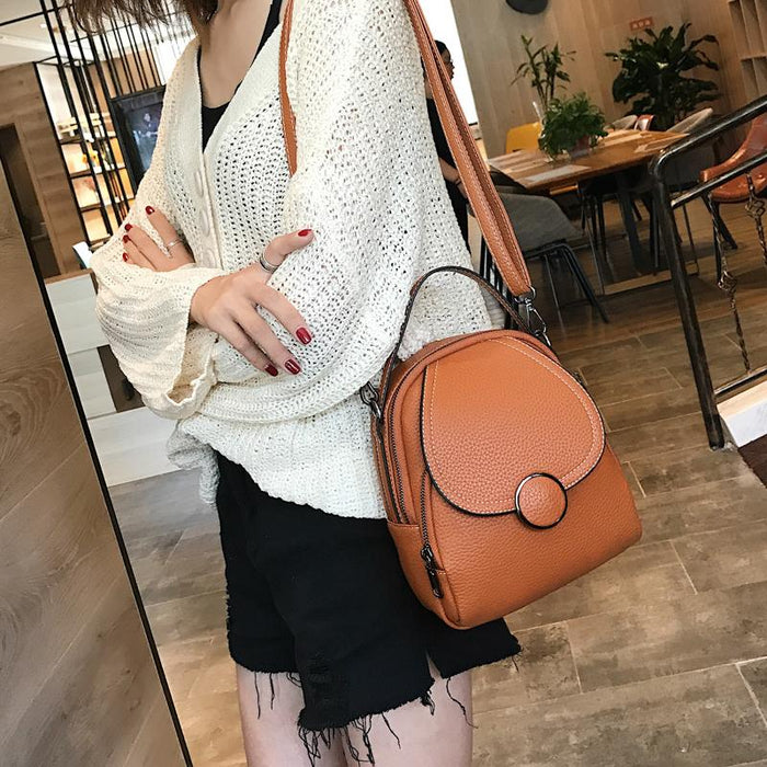 Faux Leather Mini Backpack Purse