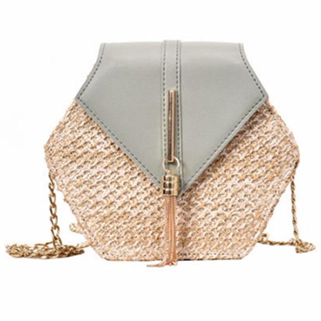 Straw Hexagon Rattan Bag
