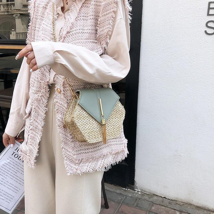 Straw Hexagon Rattan Bag