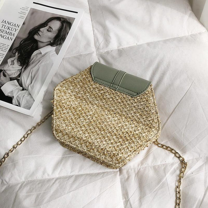 Straw Hexagon Rattan Bag