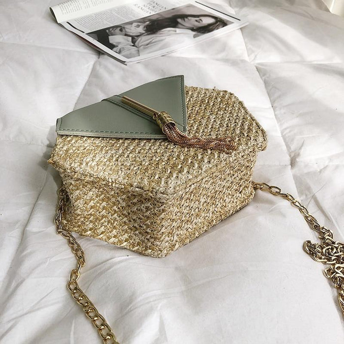 Straw Hexagon Rattan Bag