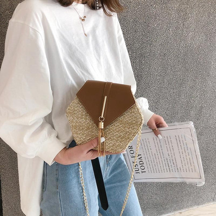 Straw Hexagon Rattan Bag
