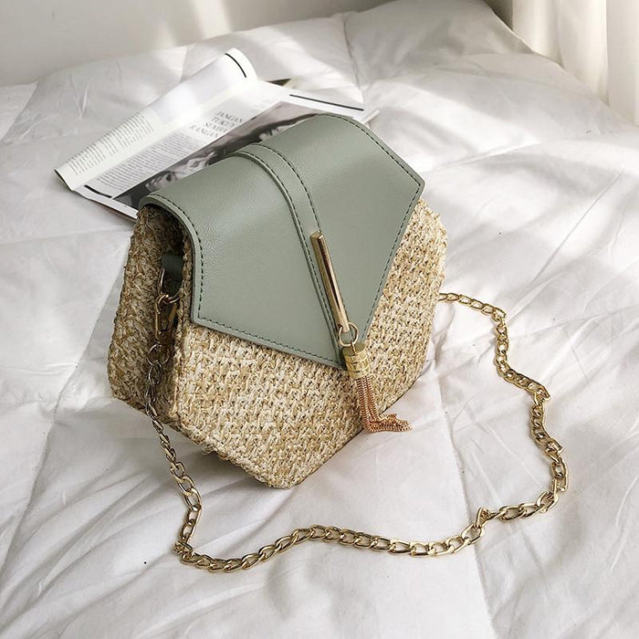 Straw Hexagon Rattan Bag