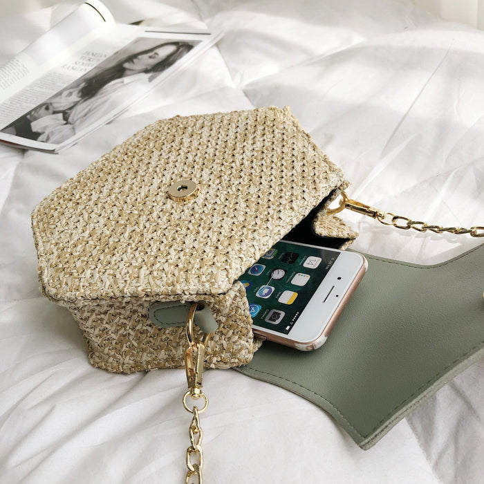 Straw Hexagon Rattan Bag