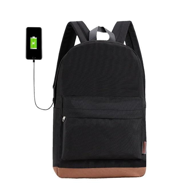 Plain Classic Canvas School Backpack