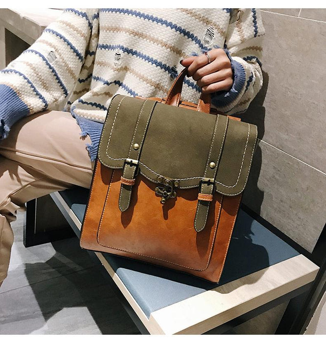 The Book Bag - Vintage Faux Leather Backpack