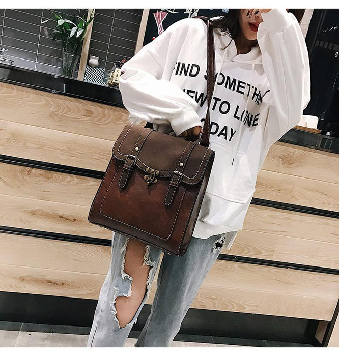 The Book Bag - Vintage Faux Leather Backpack