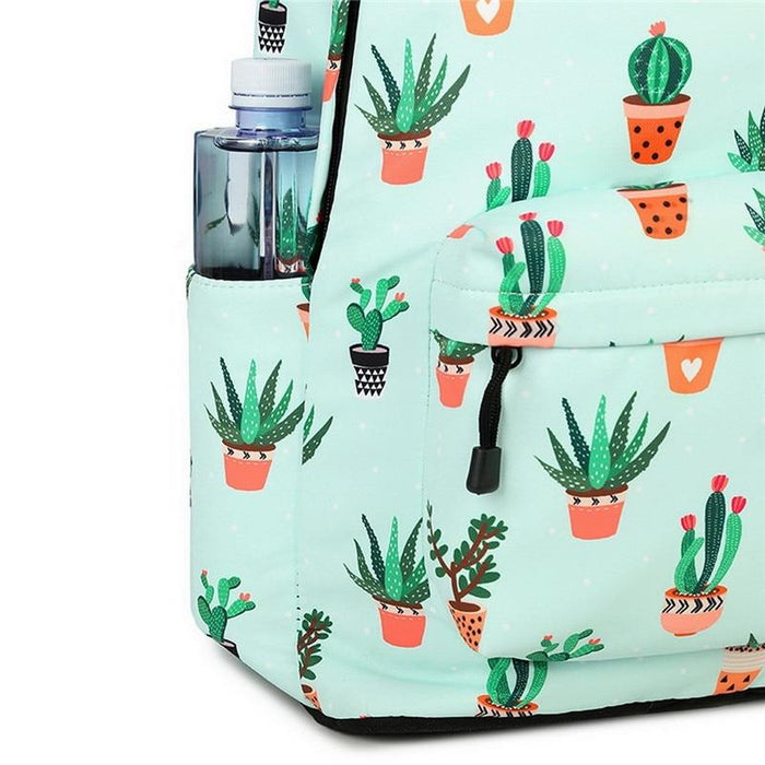 Simple Cactus Waterproof School Backpack