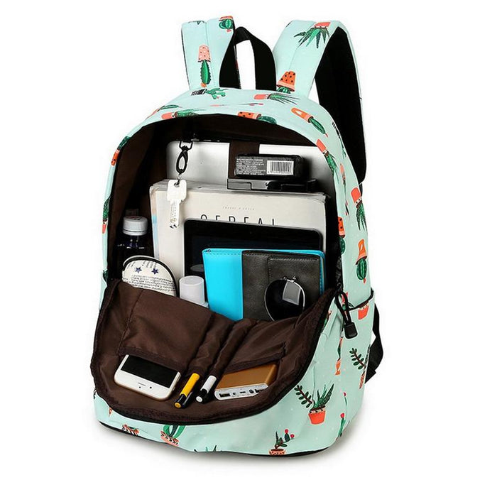 Simple Cactus Waterproof School Backpack