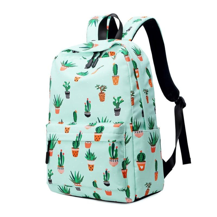 Simple Cactus Waterproof School Backpack