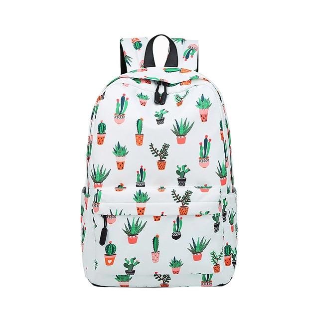 Simple Cactus Waterproof School Backpack