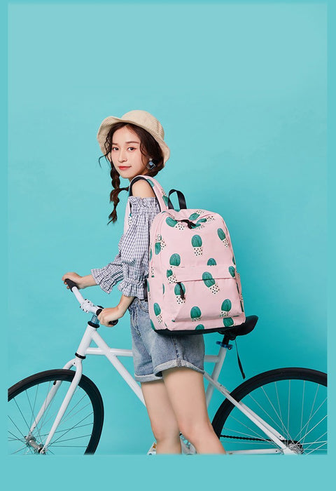 Simple Cactus Waterproof School Backpack