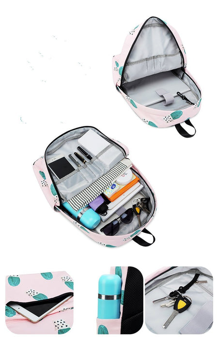 Simple Cactus Waterproof School Backpack