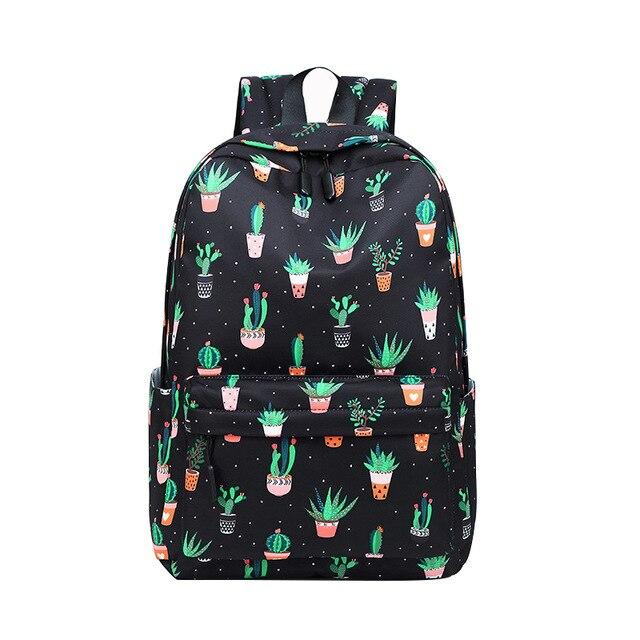 Simple Cactus Waterproof School Backpack