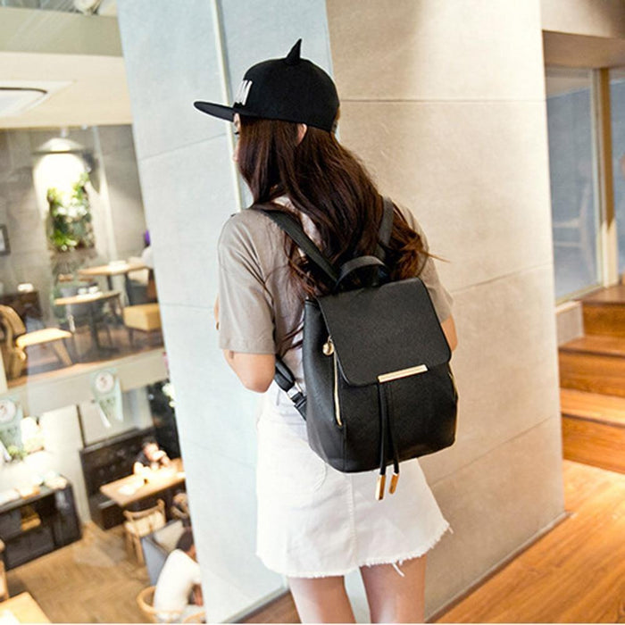 The Faux-Leather Flip Top Backpack