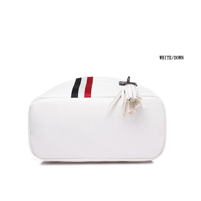 The Retro -  Faux Leather Striped Backpack
