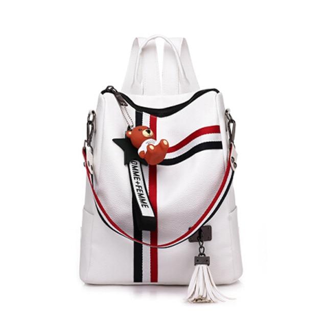 The Retro -  Faux Leather Striped Backpack