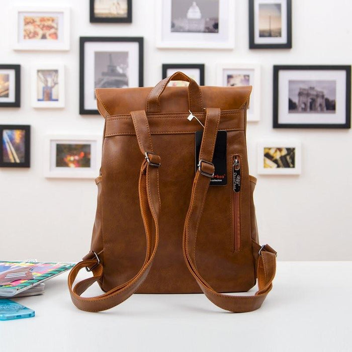 Vintage Vegan Leather Laptop Backpack