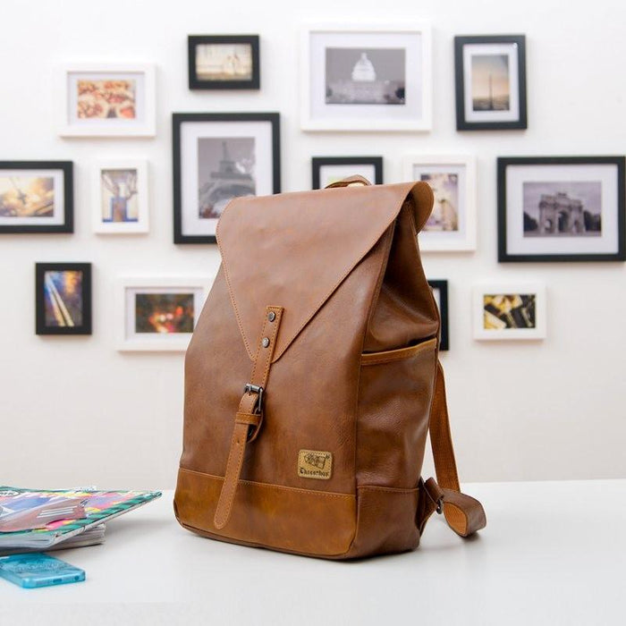 Vintage Vegan Leather Laptop Backpack