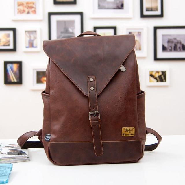 Vintage Vegan Leather Laptop Backpack