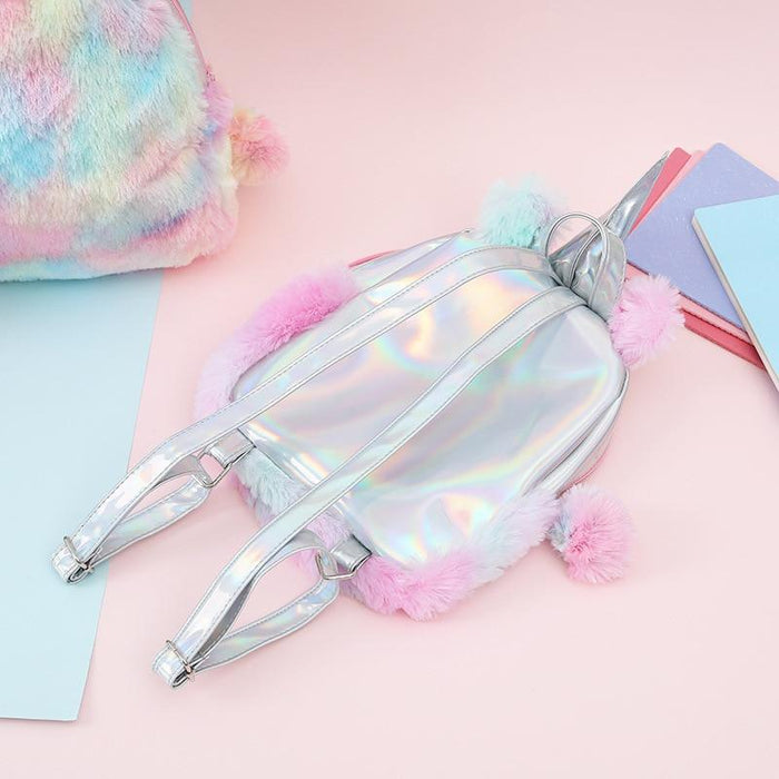 Cute Unicorn Fluffy School Backpack