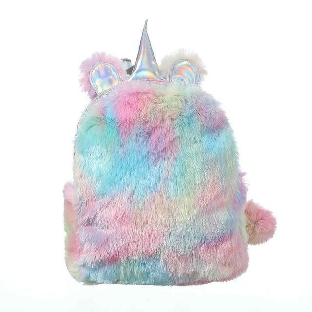 Cute Unicorn Fluffy School Backpack