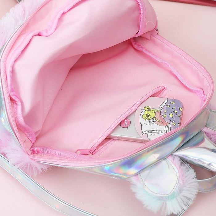 Cute Unicorn Fluffy School Backpack